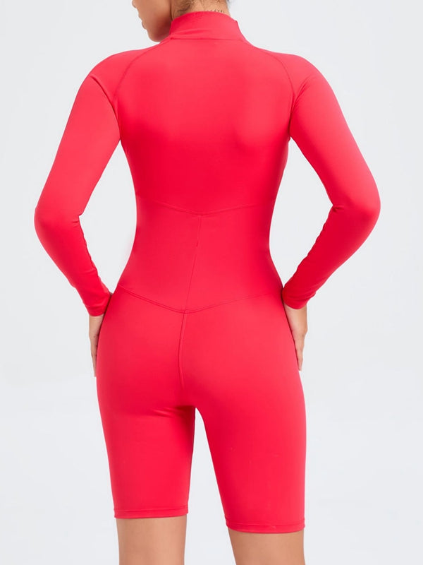 BUYCO Female Zipper Stand Collar Long-Sleeved Jumpsuit