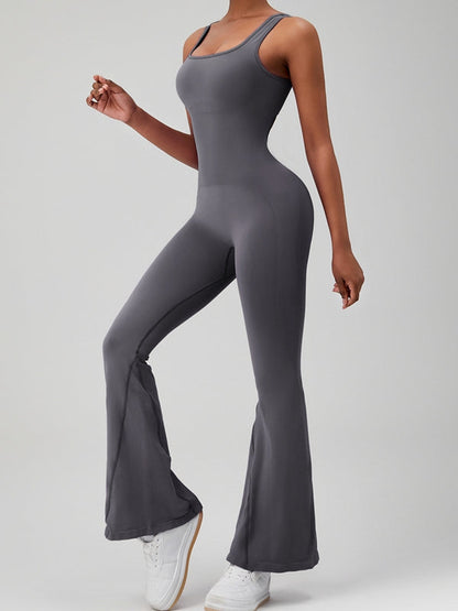 BUYCO Female Backless Ruched Back Flare Jumpsuit