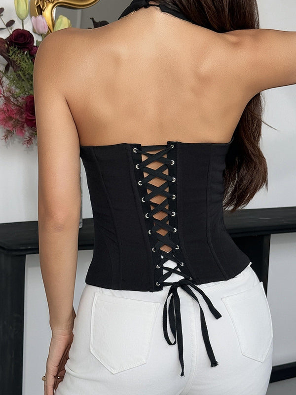 BUYCO Female Deep V Zipper Fashion Tanks
