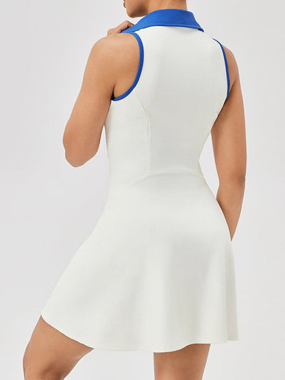 BUYCO Female Lapel Collar Zipper Short Dress