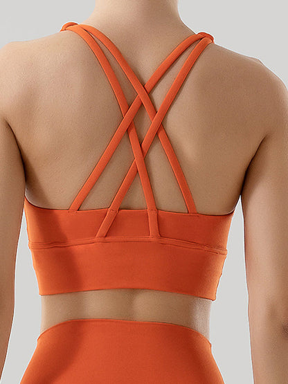 BUYCO Female U Collar Cross Back Quick Dry Seamless Sports Bras