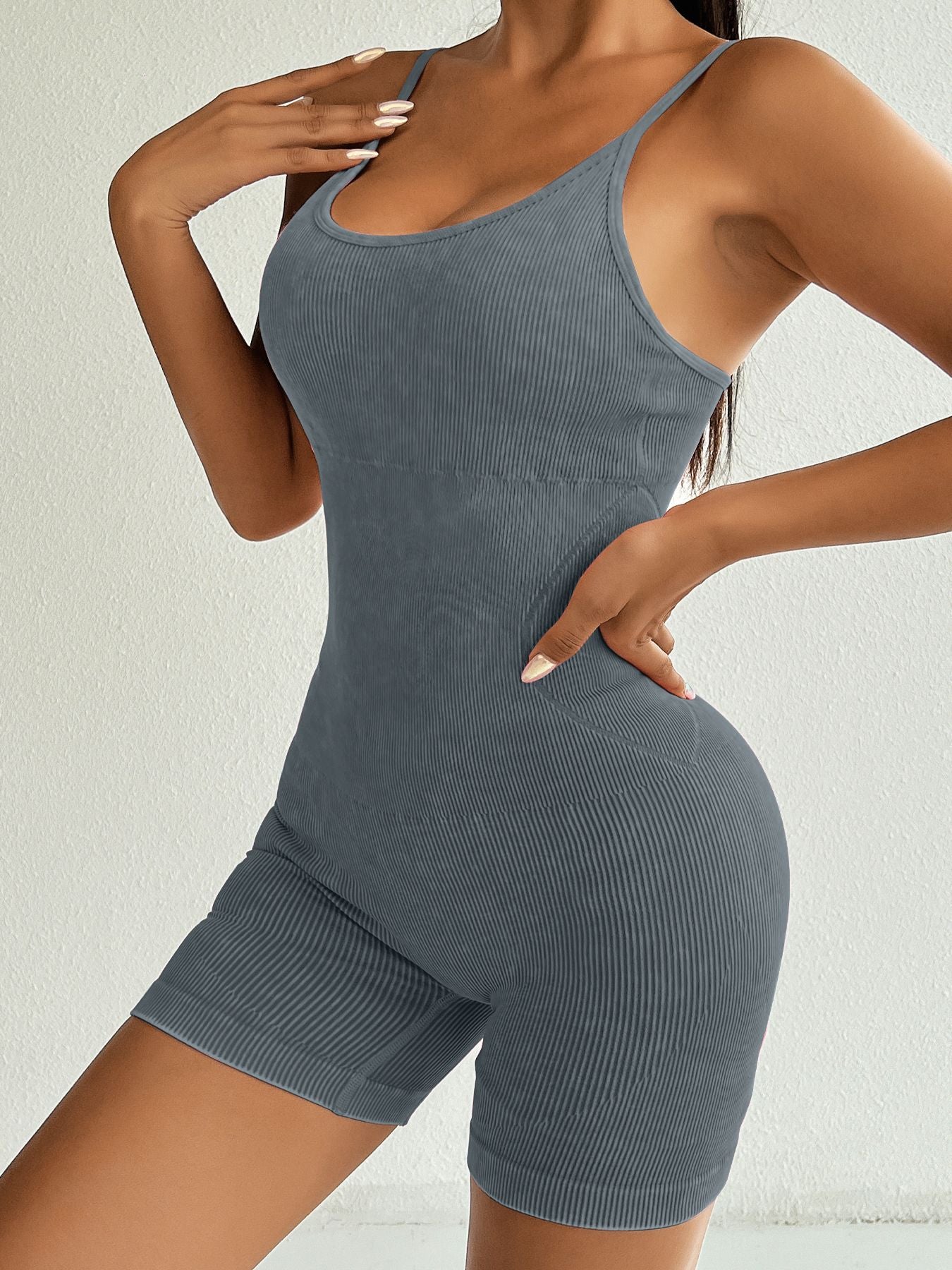 BUYCO Female Denim Ribbed Romper