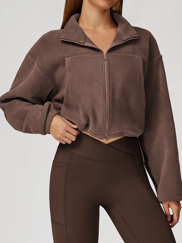 BUYCO Female Fleece Pocket Cropped Jacket
