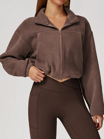 BUYCO Female Fleece Pocket Cropped Jacket