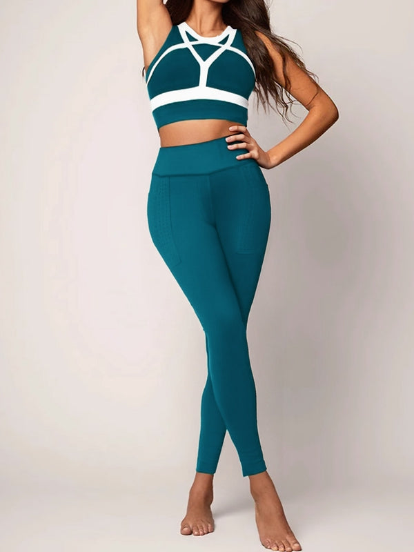 BUYCO Female Contrast Color High-support  Yoga Sportswear