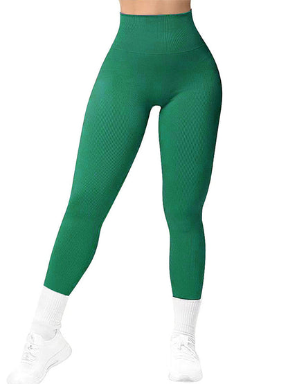 BUYCO Female Seamless Ribbed Solid Color Quick-dry Leggings