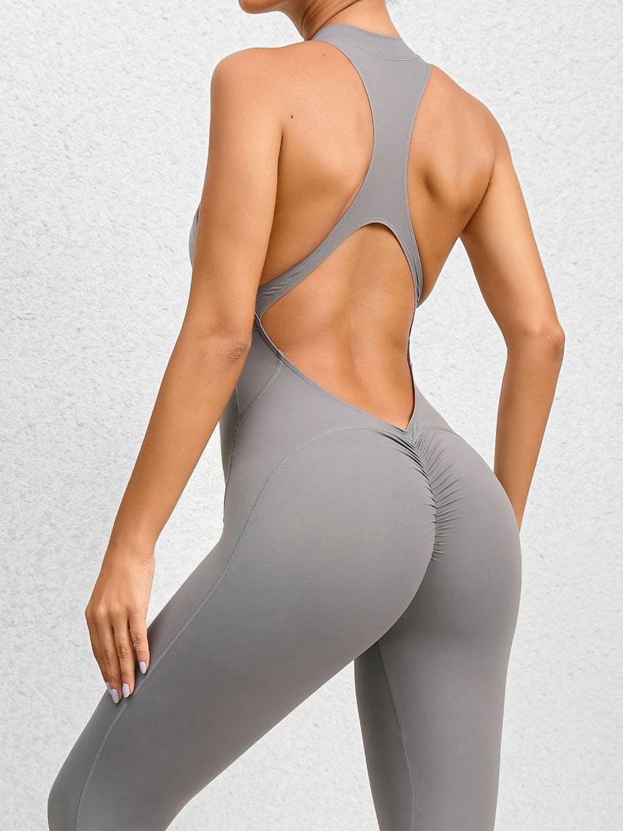 BUYCO Female Zipper Backless Ruched Back Jumpsuit