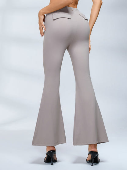 BUYCO Female Button Cutout Cargo Style Flare Design Leggings