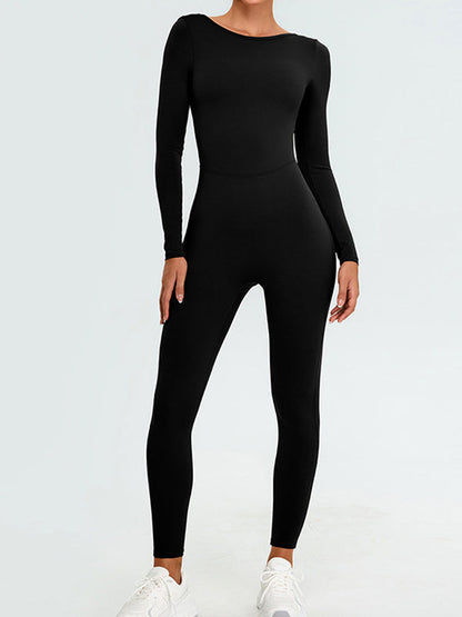BUYCO Female U collar Elastic Tight Seamless Quick-dry Jumpsuit