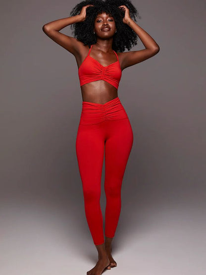 BUYCO Female Solid Color Unique Folds V Shape Waist Tracksuit