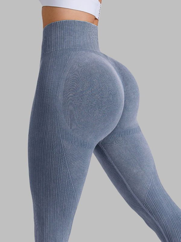 BUYCO Female Ribbed Denim Ruched Back Leggings