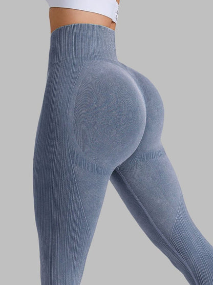 BUYCO Female Ribbed Denim Ruched Back Leggings