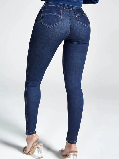BUYCO Female Fitted Denim Elastic Tight Pocket Cargo Leggings