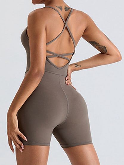 BUYCO Female Fitted Cross Back Hip-lift Romper