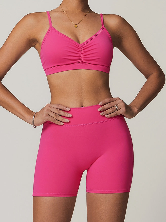 BUYCO Female Front Folds Cross Back Backless Pocket Short Tracksuit