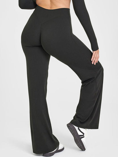 BUYCO Female Solid Color Casual Loose Flare High-rise Leggings