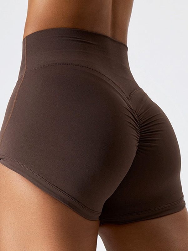 BUYCO Female Ruched Back High-rise Spandex Gym Fit Shorts