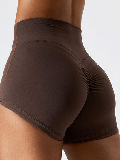 BUYCO Female Ruched Back High-rise Spandex Gym Fit Shorts