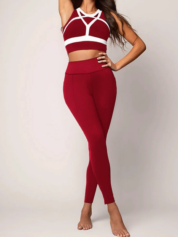 BUYCO Female Contrast Color High-support  Yoga Sportswear