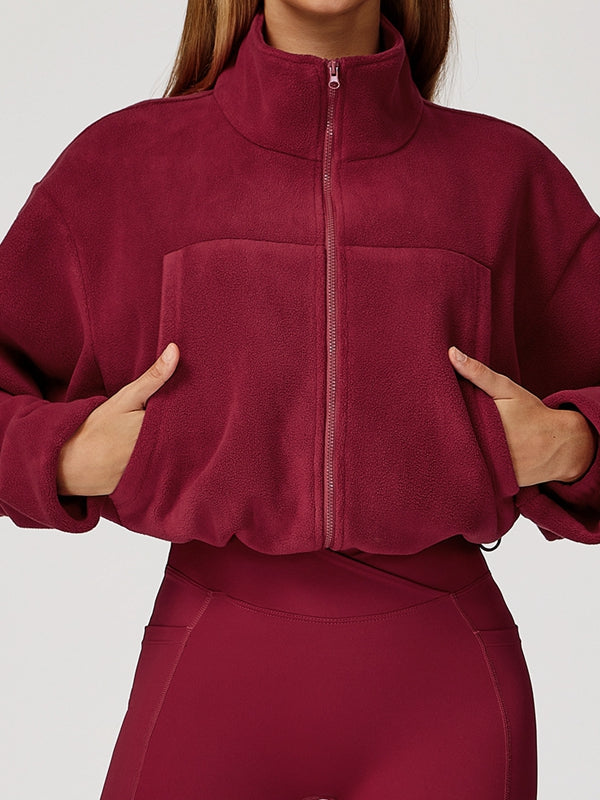 BUYCO Female Fleece Pocket Cropped Jacket