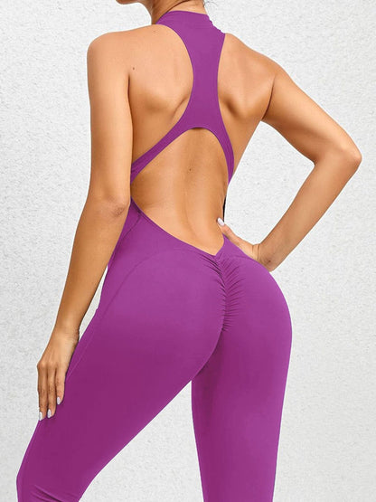 BUYCO Female Zipper Backless Ruched Back Jumpsuit