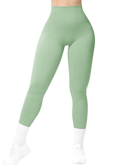 BUYCO Female Seamless Ribbed Solid Color Quick-dry Leggings