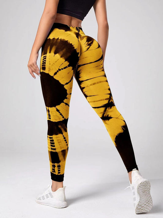 BUYCO Female New 22 Colors Modern Tie-dye Ruched Back Leggings