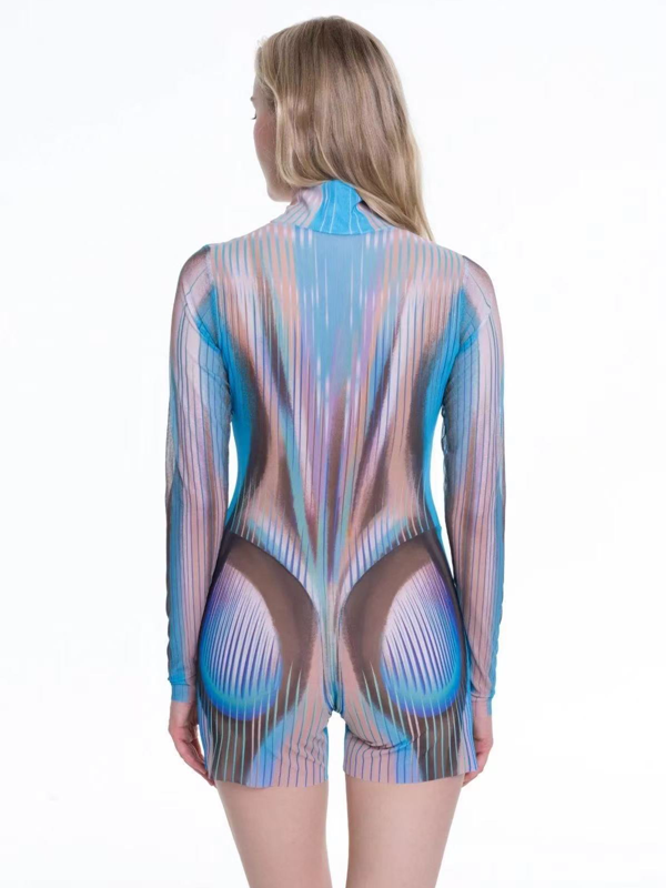 BUYCO Female Unique Print Zipper Romper