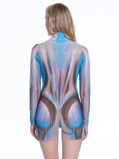 BUYCO Female Unique Print Zipper Romper