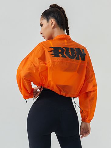 BUYCO Female Anti-UV Drawstring Zipper Pocket Quick-dry Cropped Jackets