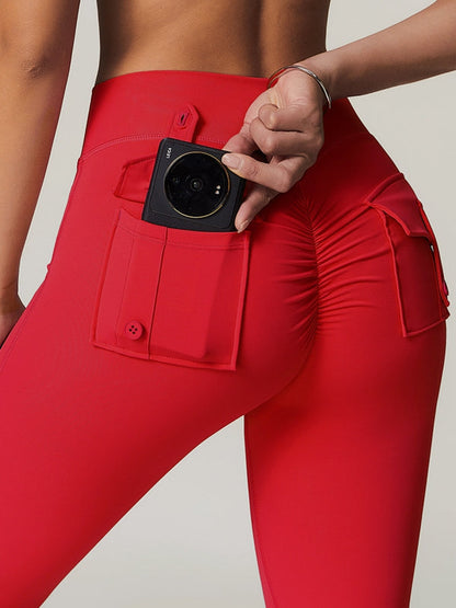 BUYCO Female Pocket Ruched Back Cargo Leggings