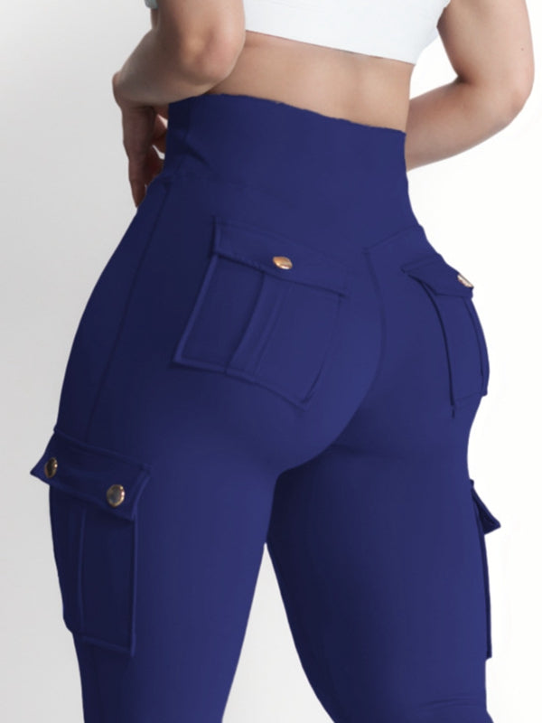 BUYCO Female Pocket High-rise Cargo Style Cropped Leggings