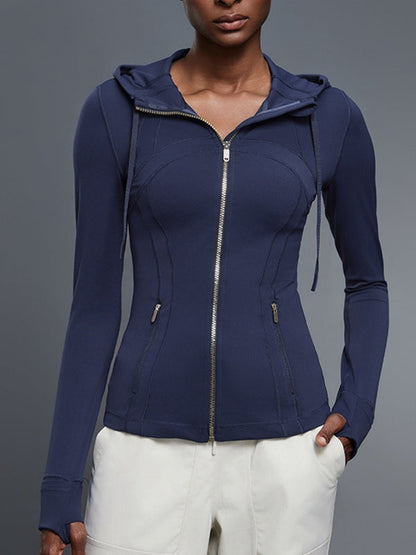 BUYCO Female Pocket Zipper With Hat Jacket