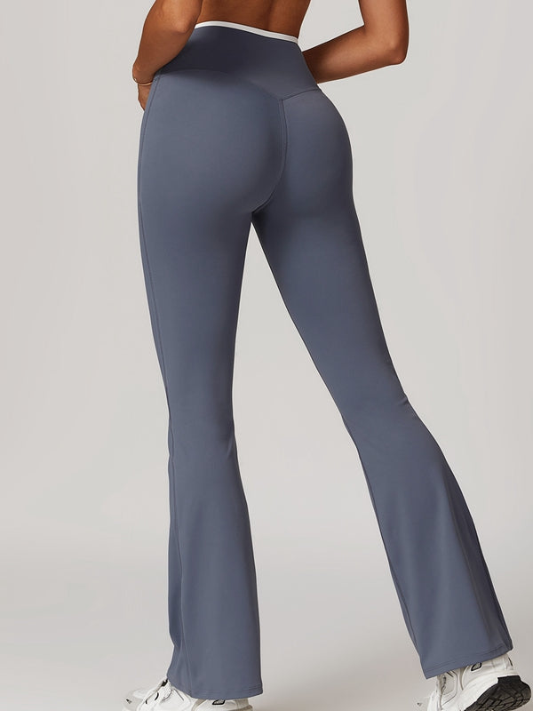 BUYCO Female Contrast Color V-shape Waist Flare Leggings