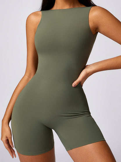 BUYCO Female Hollow Out U Back High-Support Ruched Back Romper