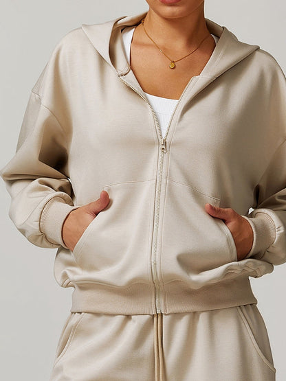 BUYCO Female Pocket Zipper Casual Hoodie