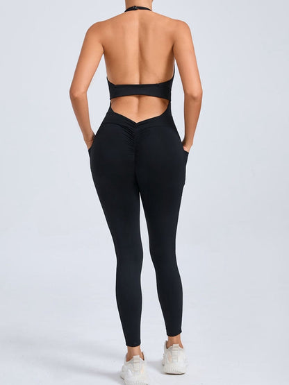 BUYCO Female Front Folds Backless Pocket Jumpsuit