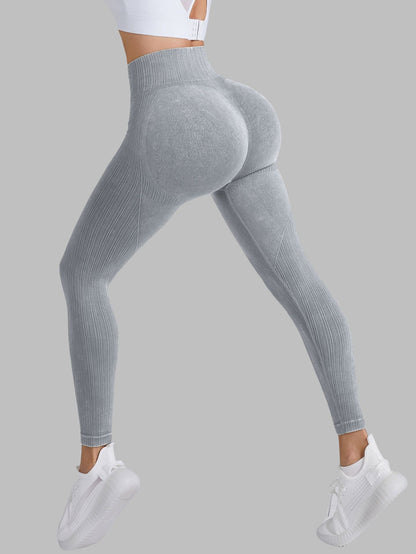 BUYCO Female Ribbed Denim Ruched Back Leggings