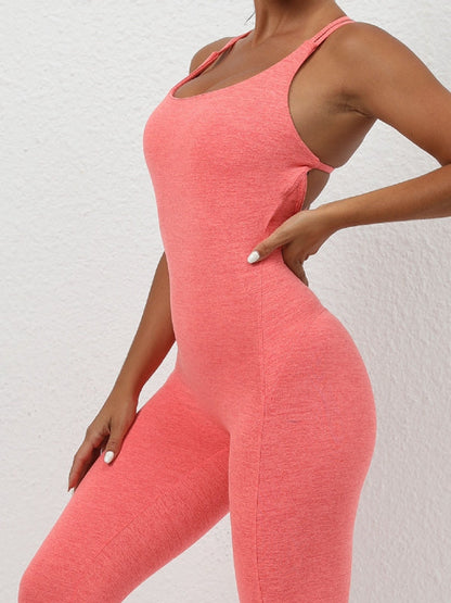 BUYCO Female Quick-dry Cross Back Ruched Back Jumpsuit