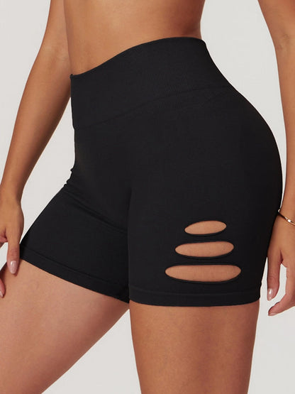 BUYCO Female Hollow Out Hip-lift Quick-dry High-waisted Seamless Shorts