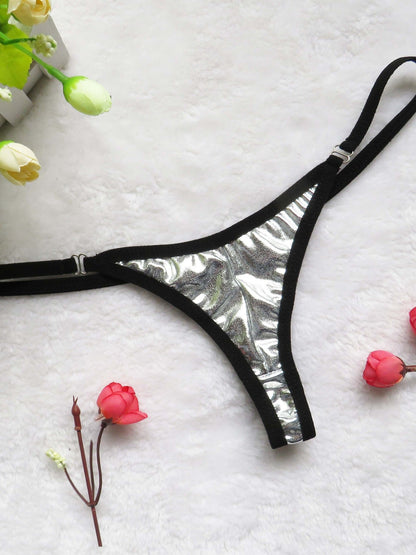 BUYCO Female PU Glossy T-back Panties
