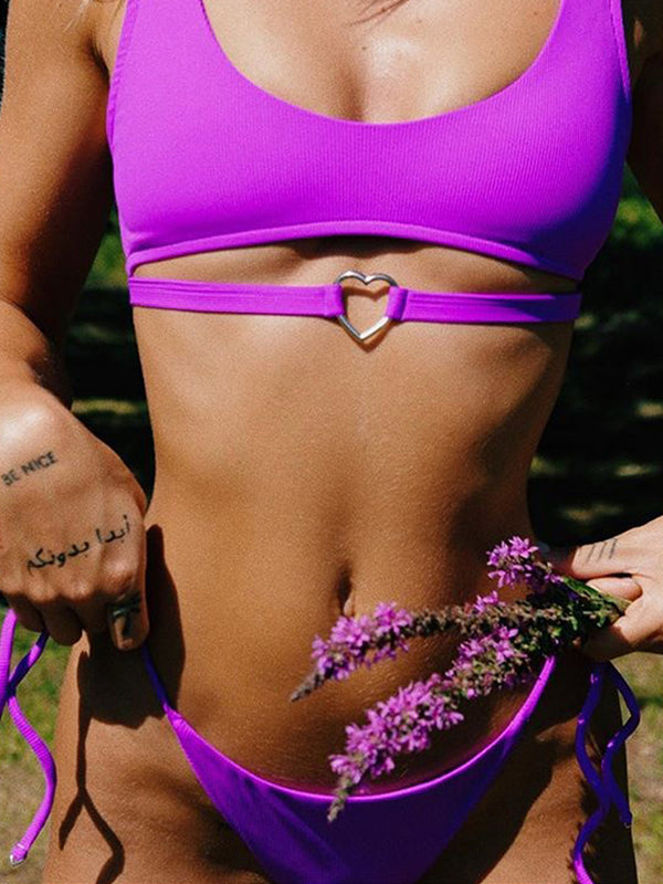BUYCO Female Solid Color Drawstring Bikini SetX ANECHKAANNN ⭐