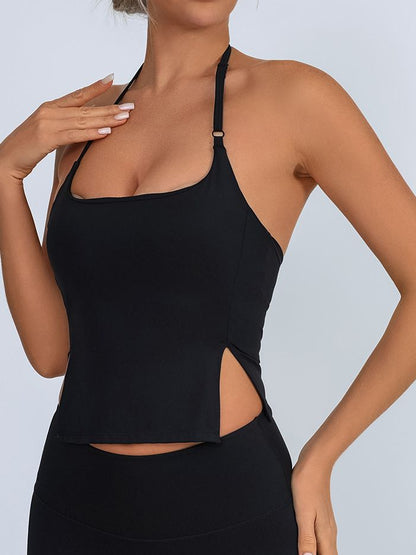 BUYCO Female Adjustable Strap Halter Backless Quick Dry Sports Bras