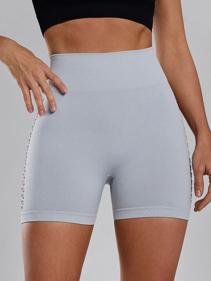 BUYCO Female Hollow Out Fishnet Ruched Back Elastic Tight Seamless Shorts