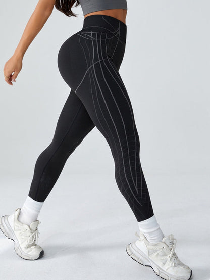 BUYCO Female Contrast Color Stripes Elastic Tight Leggings