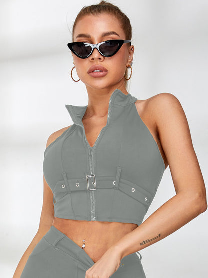BUYCO Female Zipper Button Sassy Tanks