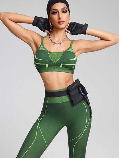 BUYCO Female Contrast Color Fishnet Stripe Print Tracksuit