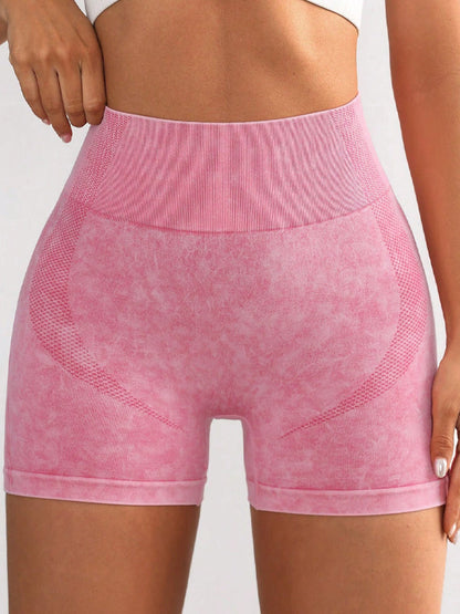 BUYCO Female Frosting Denim Ruched Back Spandex Gym Fit Shorts