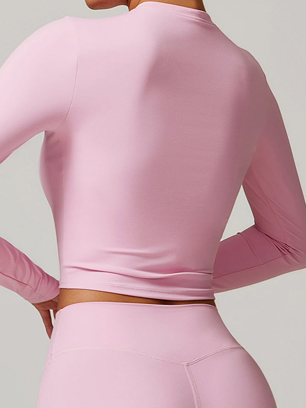 BUYCO Female Solid Color Quick Dry Elastic Tight Long Sleeves