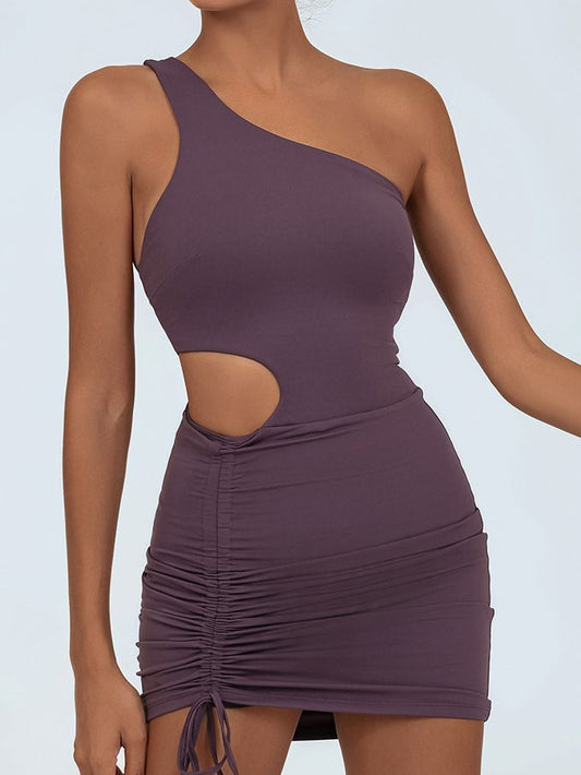 BUYCO Female Tailoring Drawstring Hollow Out Elastic Tight Quick Dry Dress